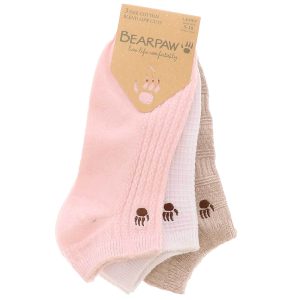 Bearpaw 3-Pack Cotton Blend Vertical Texture Women's Low Cut Socks