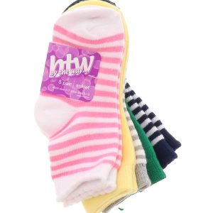 BTW 5-Pack Bright Stripes Toddler Girls' Anklet Socks
