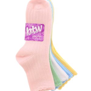 BTW 5-Pack Pointelle Rib Women’s Ankle Socks