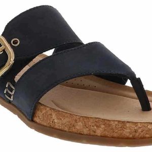 Clarks Reileigh Park Navy Buckle Women's Thong Sandal