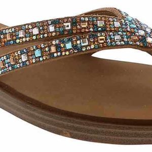 Yellow Box Dalia Turq Multi Bdazzle Women's Thong Sandal
