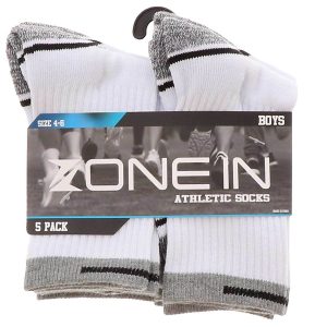 Zone In 6PK Youth Boys’ Crew Socks