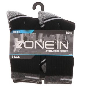 Zone In 5PK Youth Boys’ Crew Socks